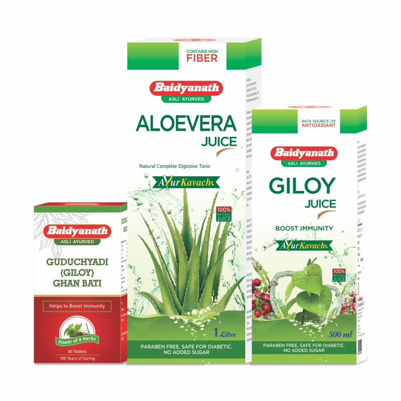 Baidyanath Aloevera Juice 1 l + Baidyanath Guduchyadi Ghanbati 60 Tablet + Baidyanath Giloy Juice 500 ml