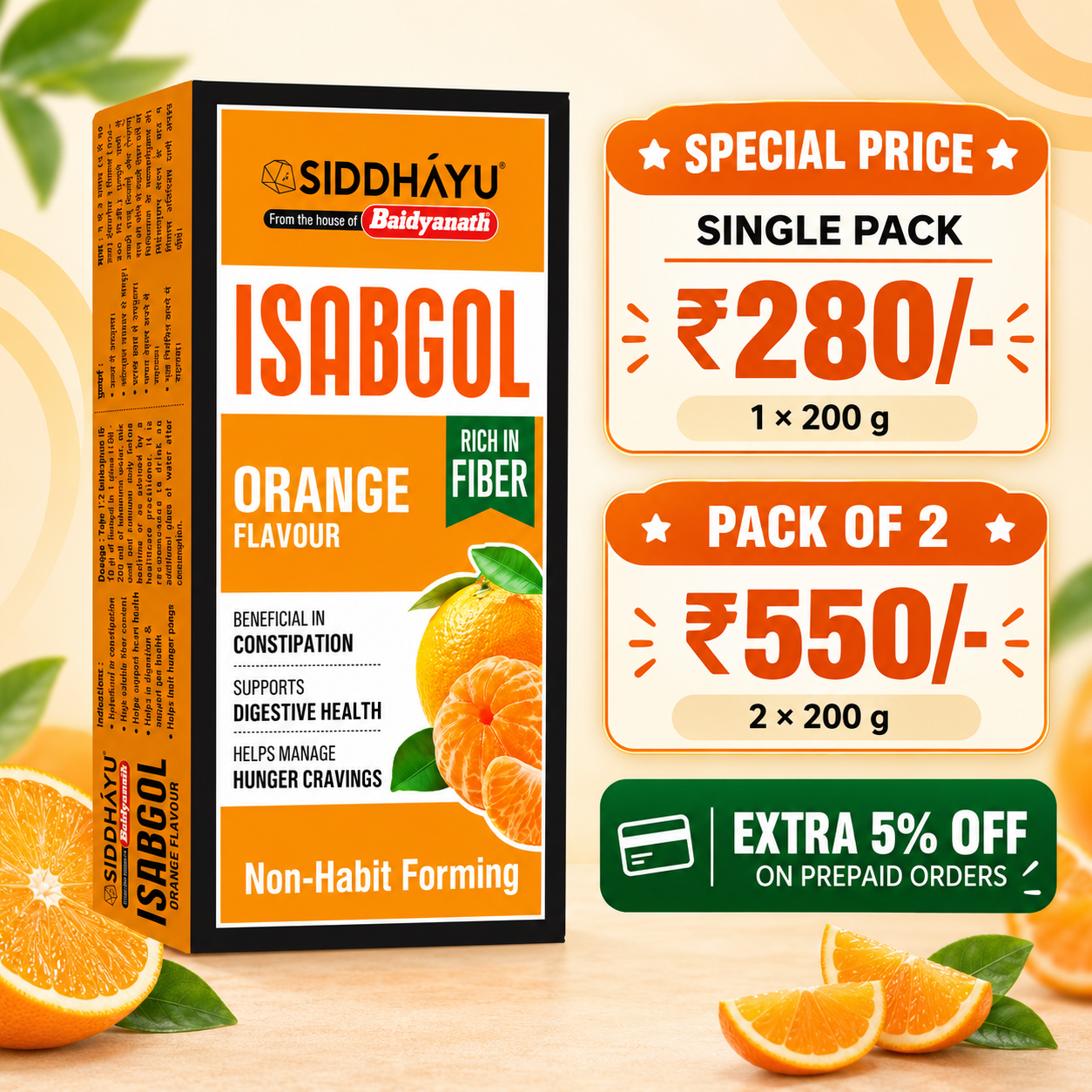 Siddhayu Isabgol Orange Flavour – 200 g