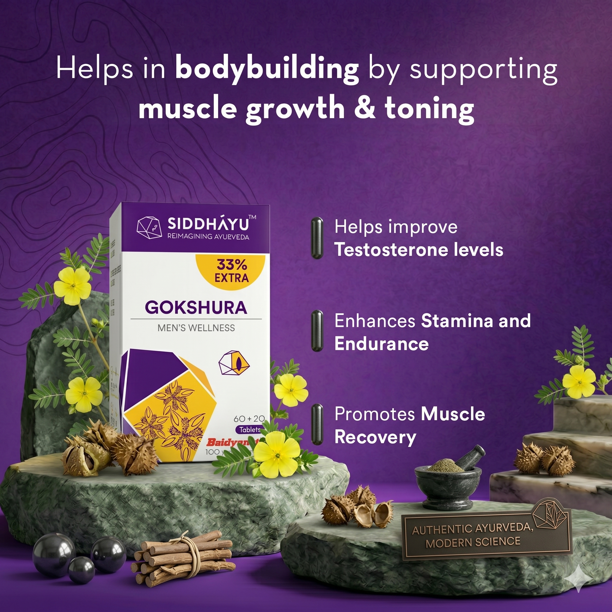 Gym Essentials (Ashwagandha 80 Tab +Gokshura 80 Tab + Calciavtiv 60 Tab)