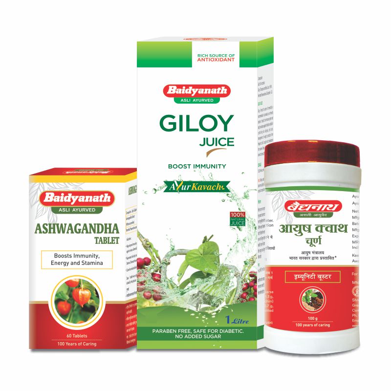 Baidyanath Giloy Juice 1 l + Baidyanath Ashwagandha Tablet 60 Tablets + Baidyanath Ayush Kwath Churana 100 g