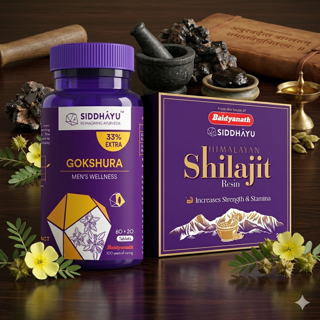 Siddhayu Baidyanath Vitality Combo-Shilajit Resin & Siddhayu Gokshura Tablets