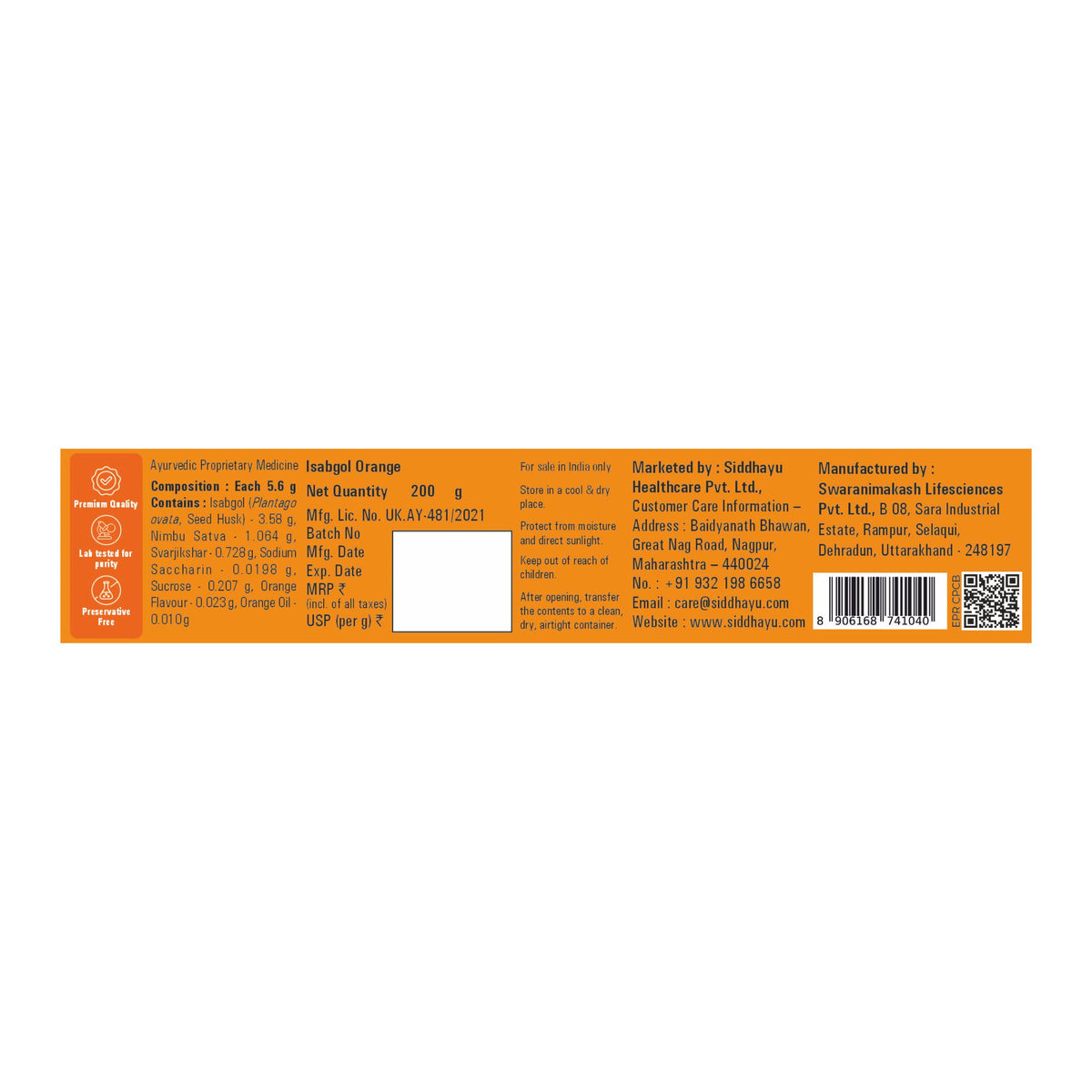 Siddhayu Isabgol Orange Flavour – 200 g