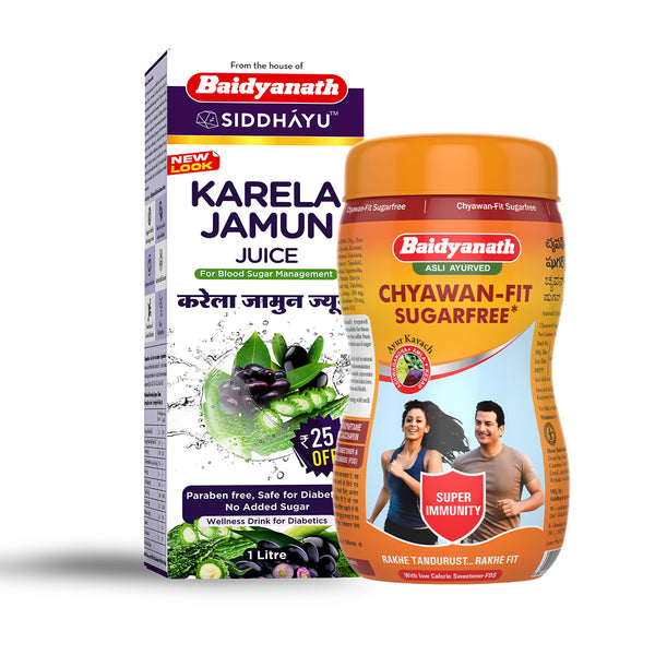 Siddhayu Baidyanath Chyawanfit 1 kg + Karela Jamun Juice 1 l – Diabetic Wellness Kit